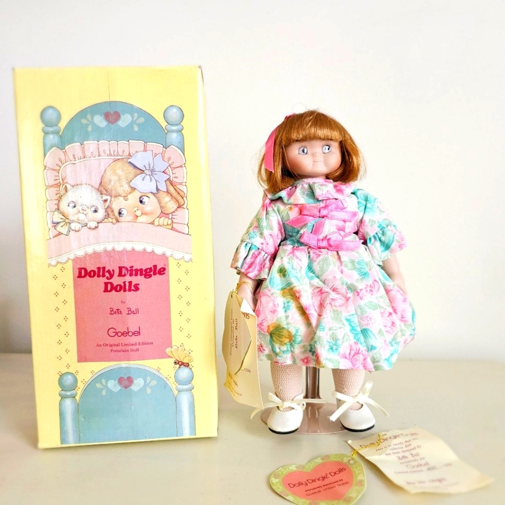 Dolly Dingle Bette Ball 1994 Goebel Porcelain Doll 8.5” w Box Stand COA Limited